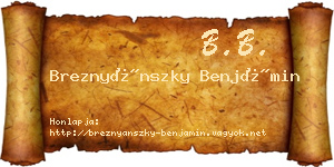 Breznyánszky Benjámin névjegykártya